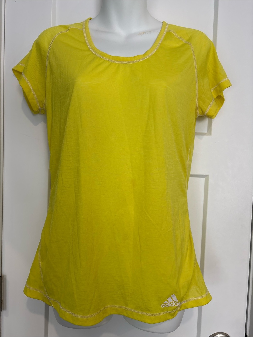 adidas Women's Short Sleeve Bright Yellow Athletic Tee